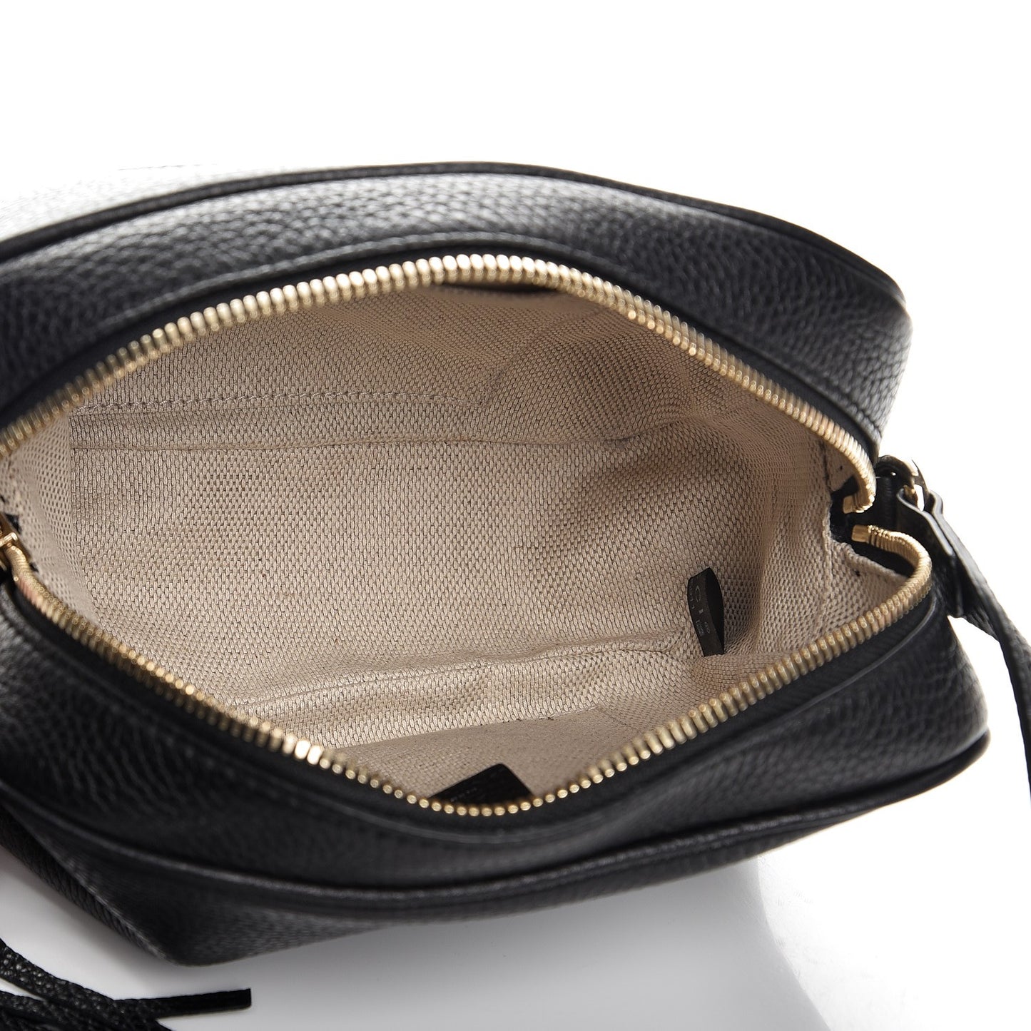 Pebbled Calfskin Small Soho Disco Bag Black
