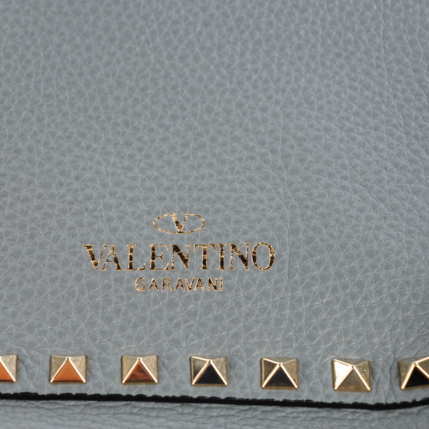 Valentino Garavani Grained Calfskin Small Rockstud Tote Grey 7 of 9