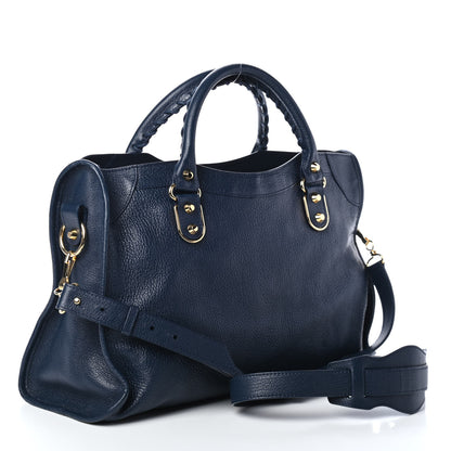 Balenciaga Chevre Gold Metallic Edge Hardware City Bleu de Minuit 2 of 4