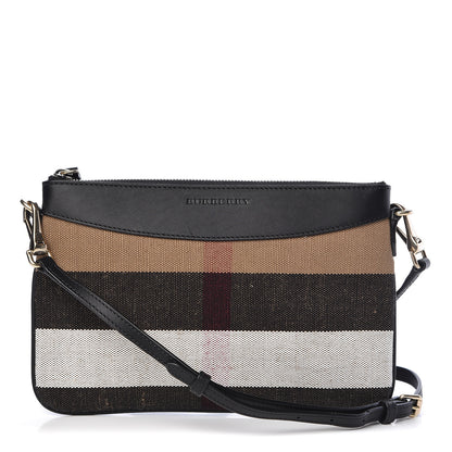 Burberry Mega Check Peyton Crossbody Clutch Bag Black 1 of 11