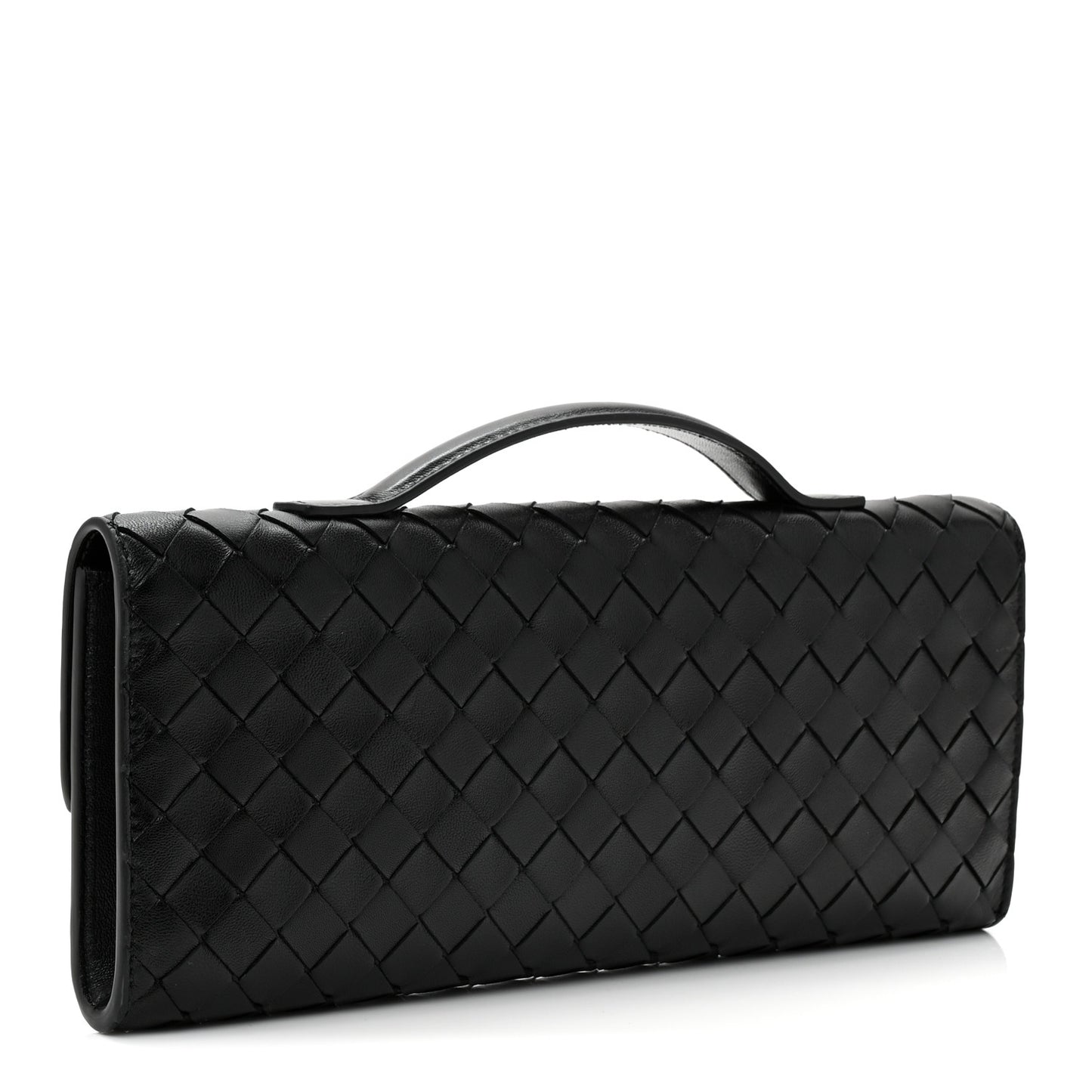 Nappa Intrecciato Long Andiamo Top Handle Clutch Black