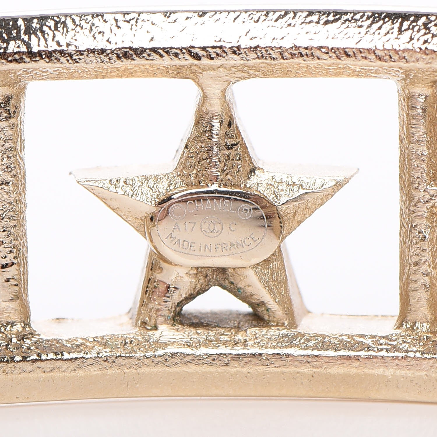 Chanel Crystal Baguette Logo Cuff Bracelet Gold 5 of 6