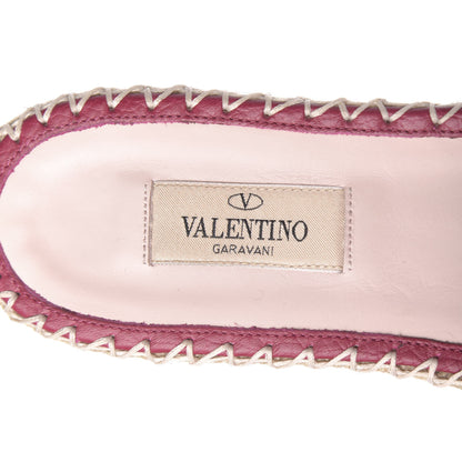 Valentino Garavani Grained Calfskin Rockstud Espadrille Flat Slide Sandals 39 Red 6 of 8