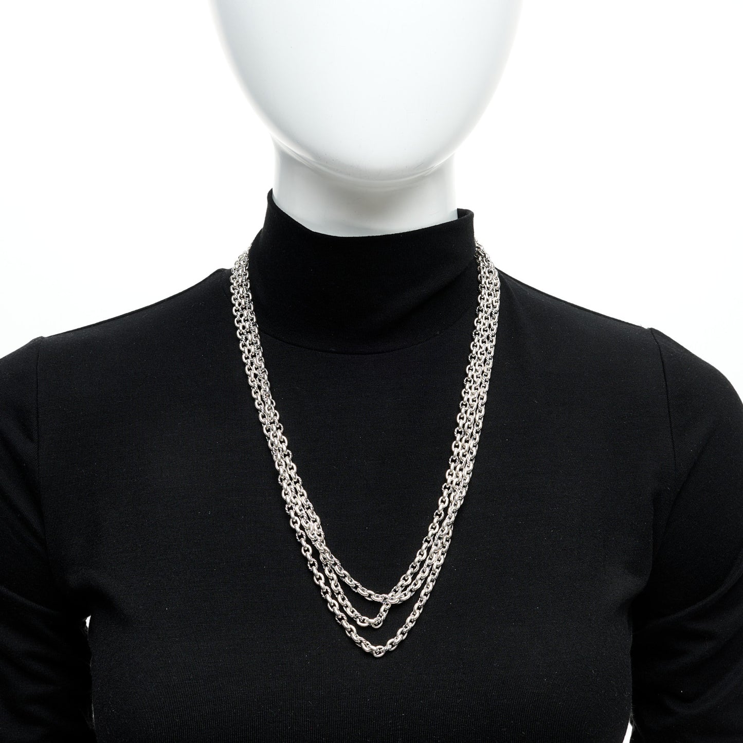 Sterling Silver Cable Link Chain Necklace 72"