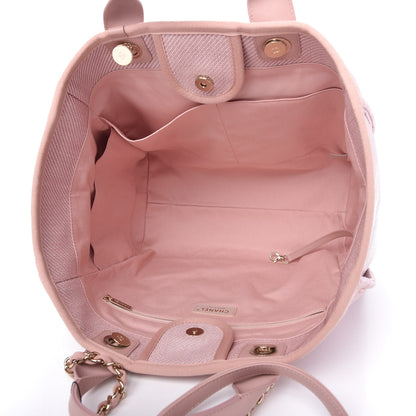 Chanel Mixed Fibers Calfskin Medium Deauville Tote Pink 5 of 10