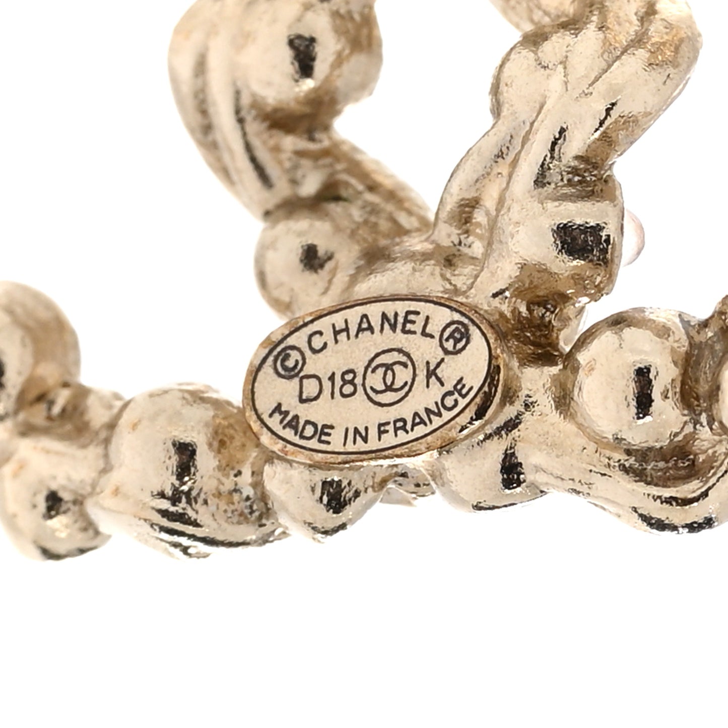 Resin Pearl Beaded CC Earrings Gold Brown