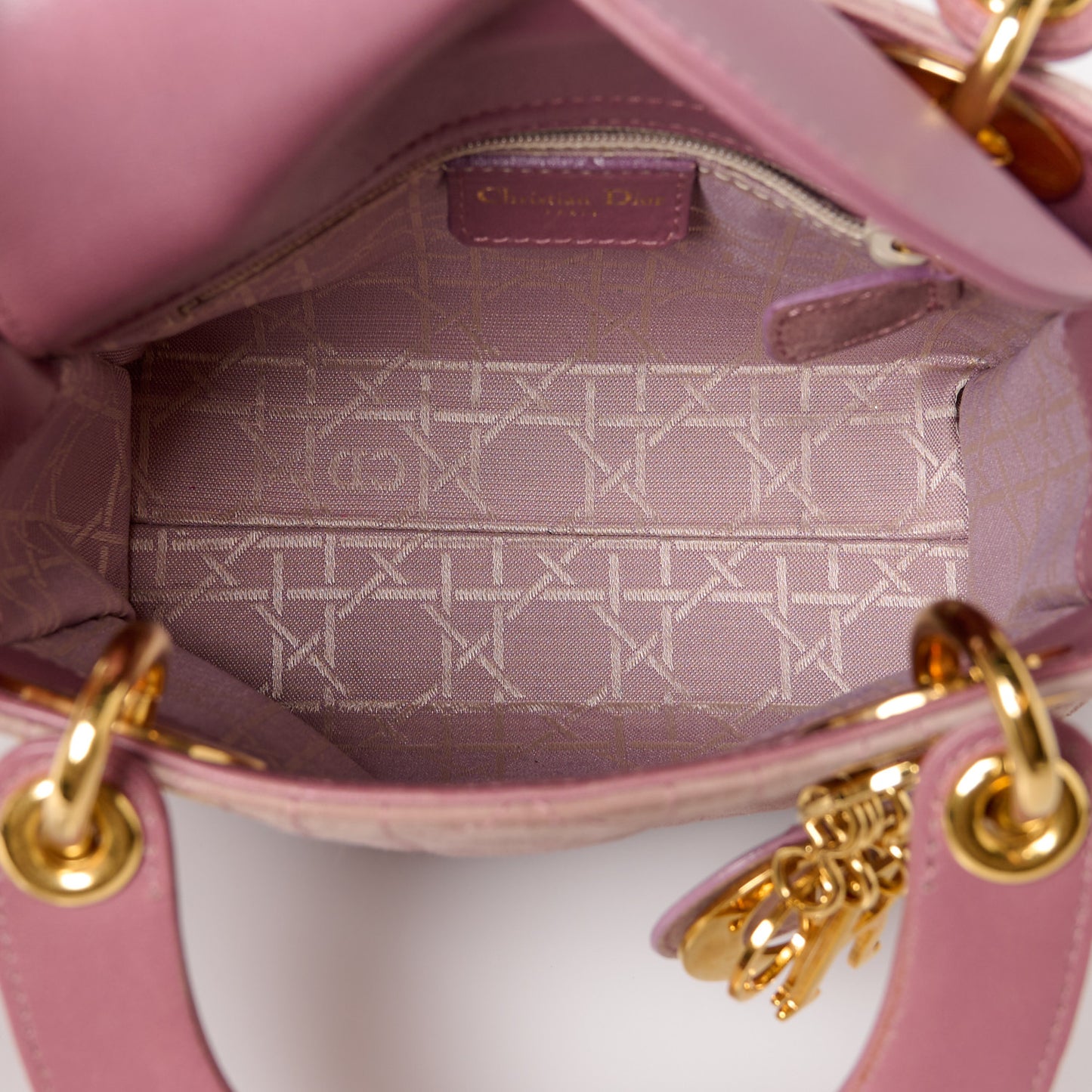 Suede Cannage Mini Lady Dior Pink
