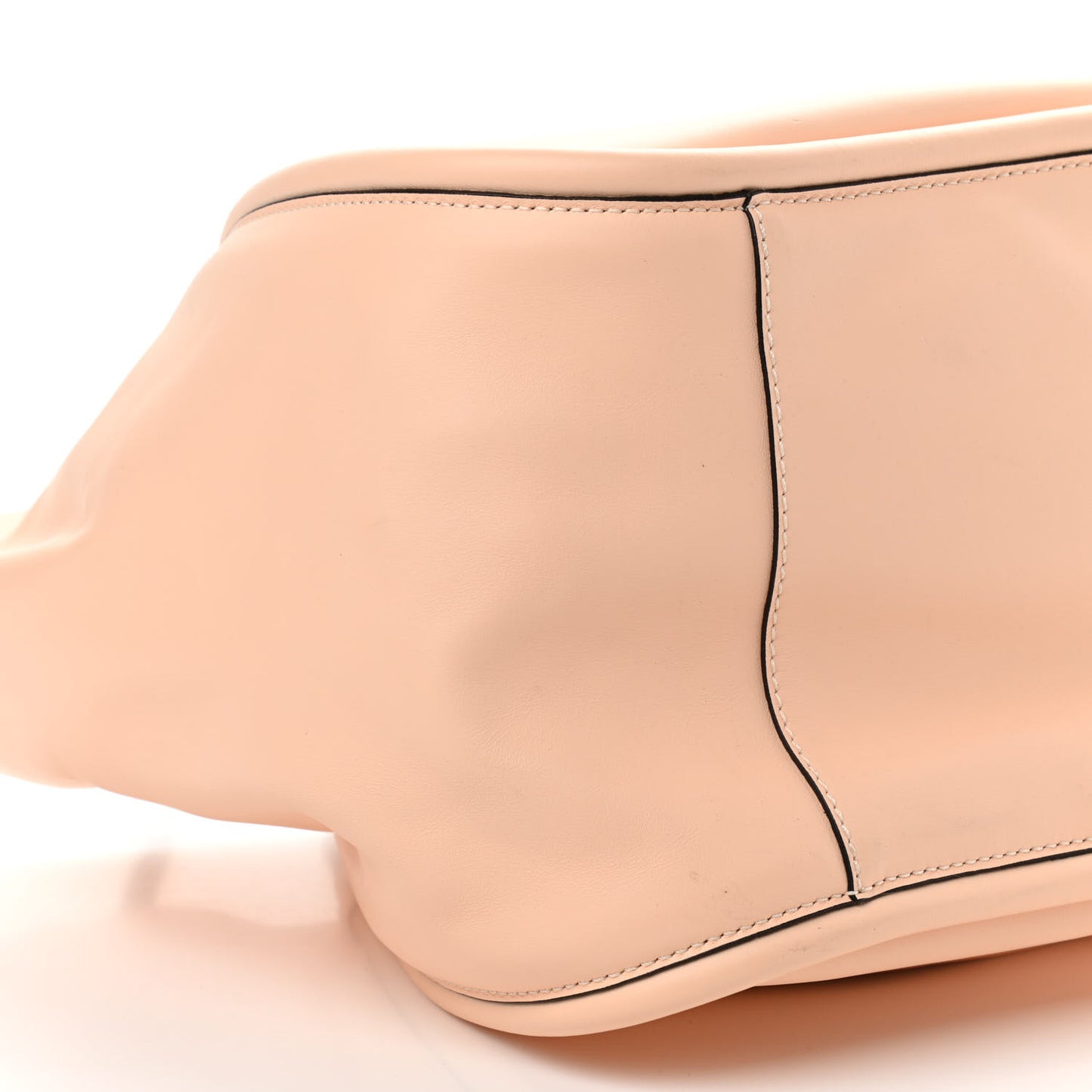 Calfskin Large Ruched Tote Peach