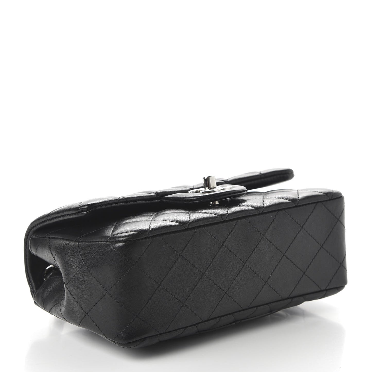 Lambskin Quilted Mini Rectangular Flap Black