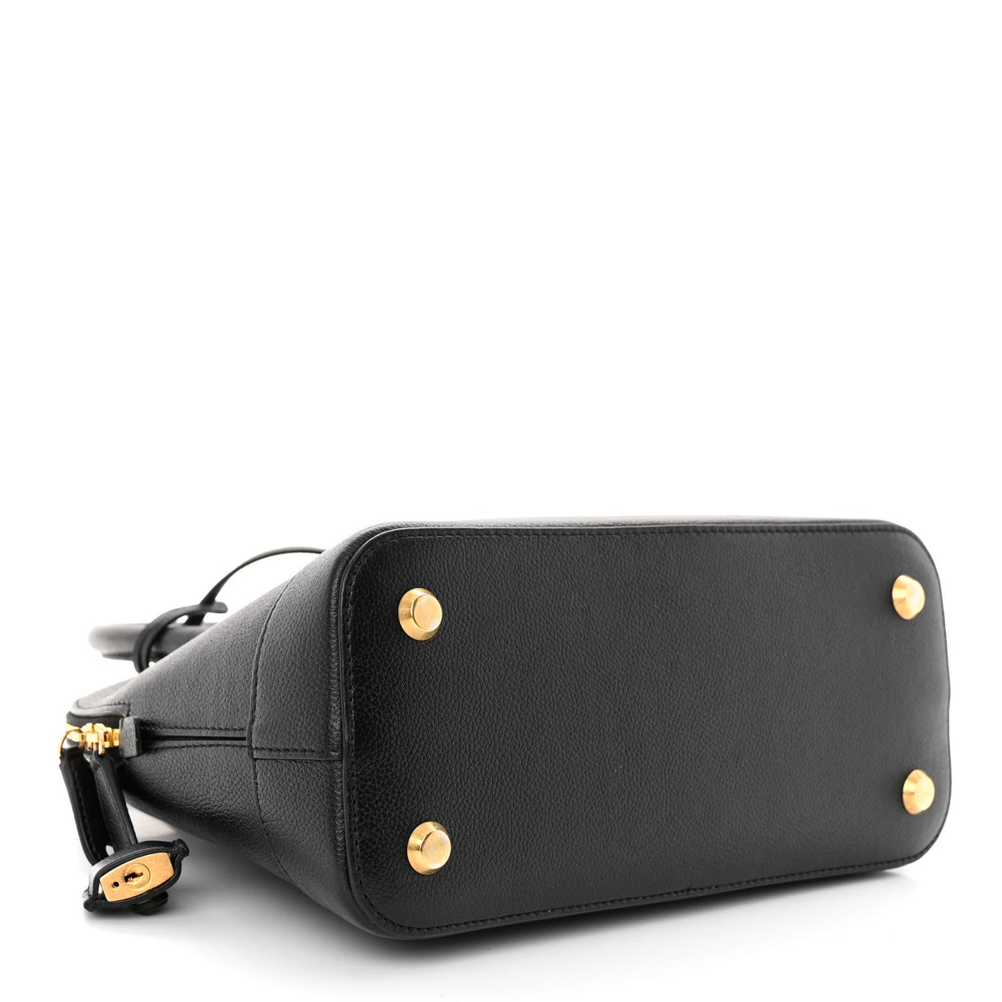 Grained Calfskin Logo S Ville Top Handle Bag Black White