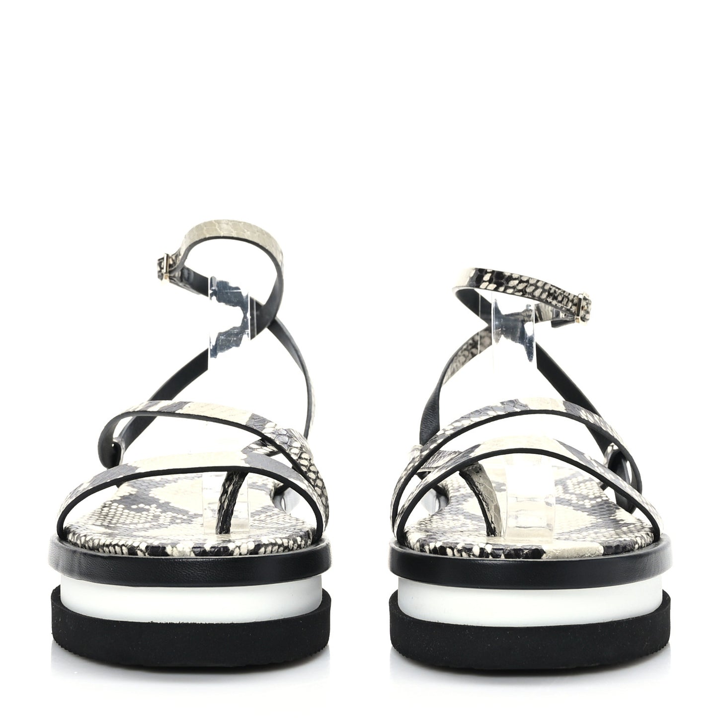 Snake Embossed Pine Platform Sandals 37.5 Black
