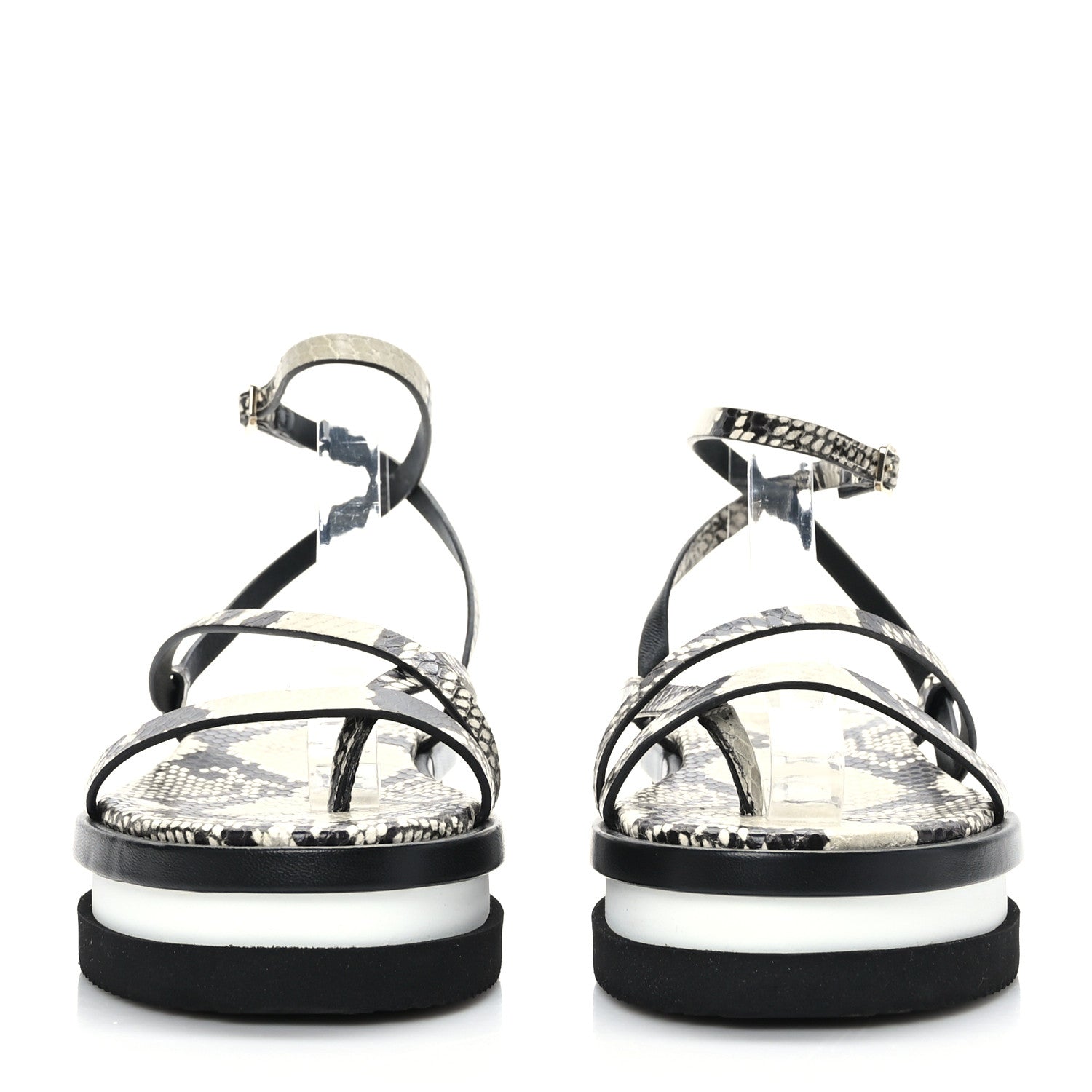 Jimmy Choo Snake Embossed Pine Platform Sandals 37.5 Black 2 of 6