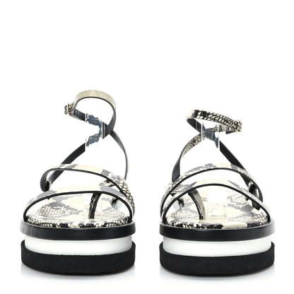 Jimmy Choo Snake Embossed Pine Platform Sandals 37.5 Black 2 of 6