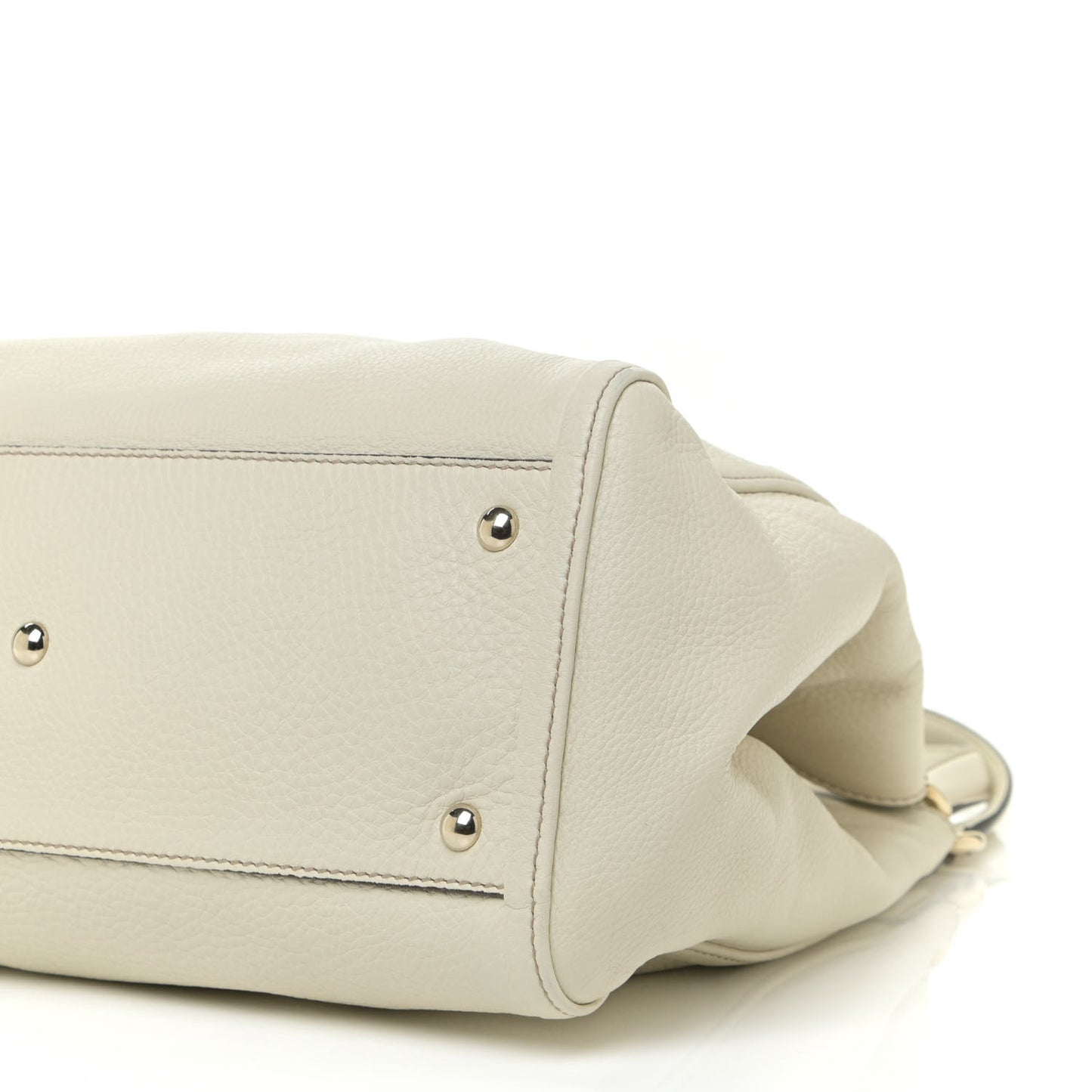 Pebbled Calfskin Medium Soho Shoulder Bag Off White