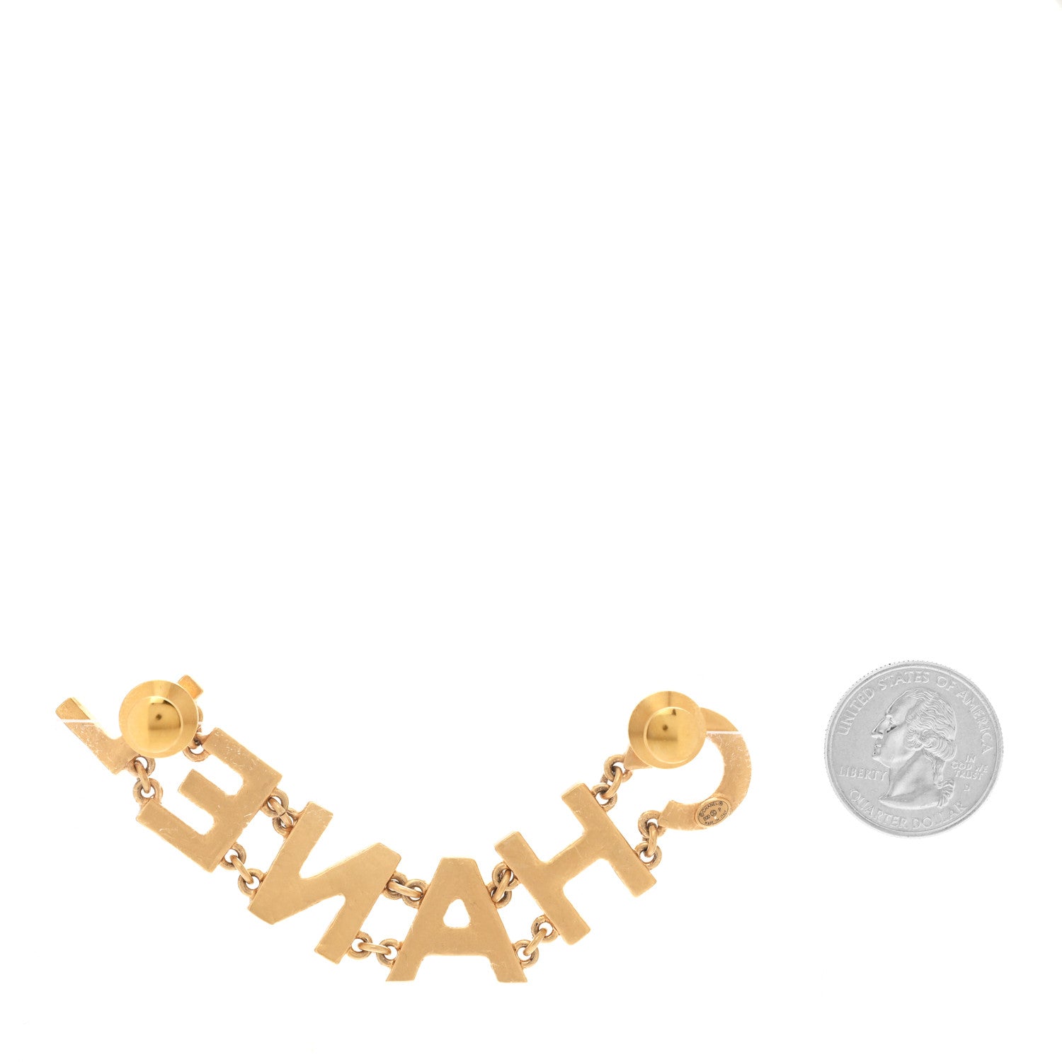 Chanel Crystal Logo Brooch Gold 2 of 3