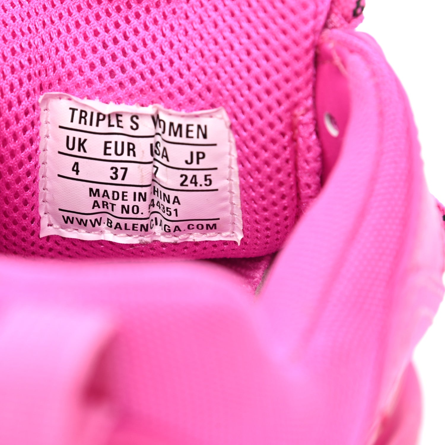Balenciaga Fabric Mesh Clear Sole Fluo Womens Triple S Sneakers 37 Pink 9 of 9