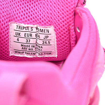 Balenciaga Fabric Mesh Clear Sole Fluo Womens Triple S Sneakers 37 Pink 9 of 9