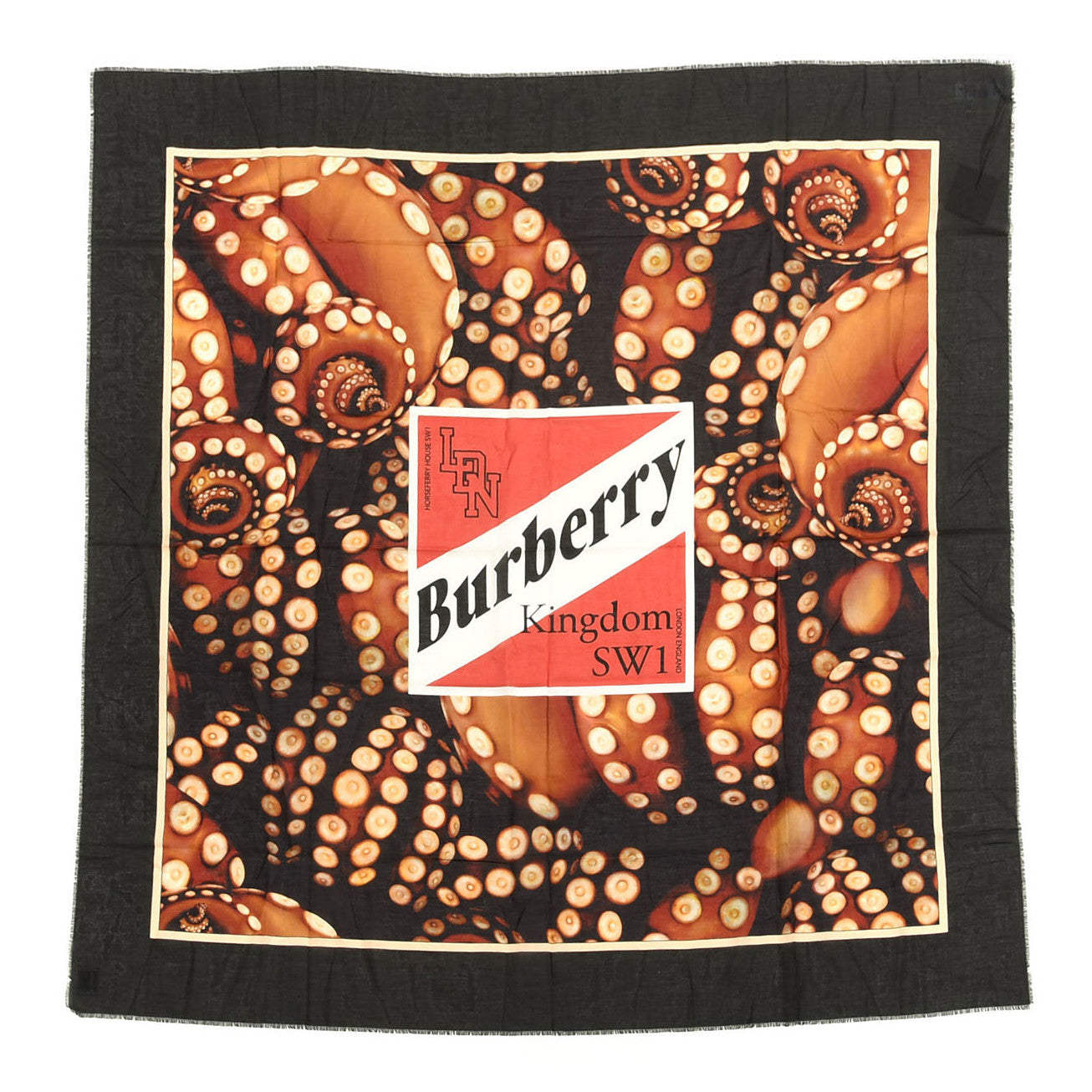 Cotton Silk Octopus Print Large Square Scarf Coral Red