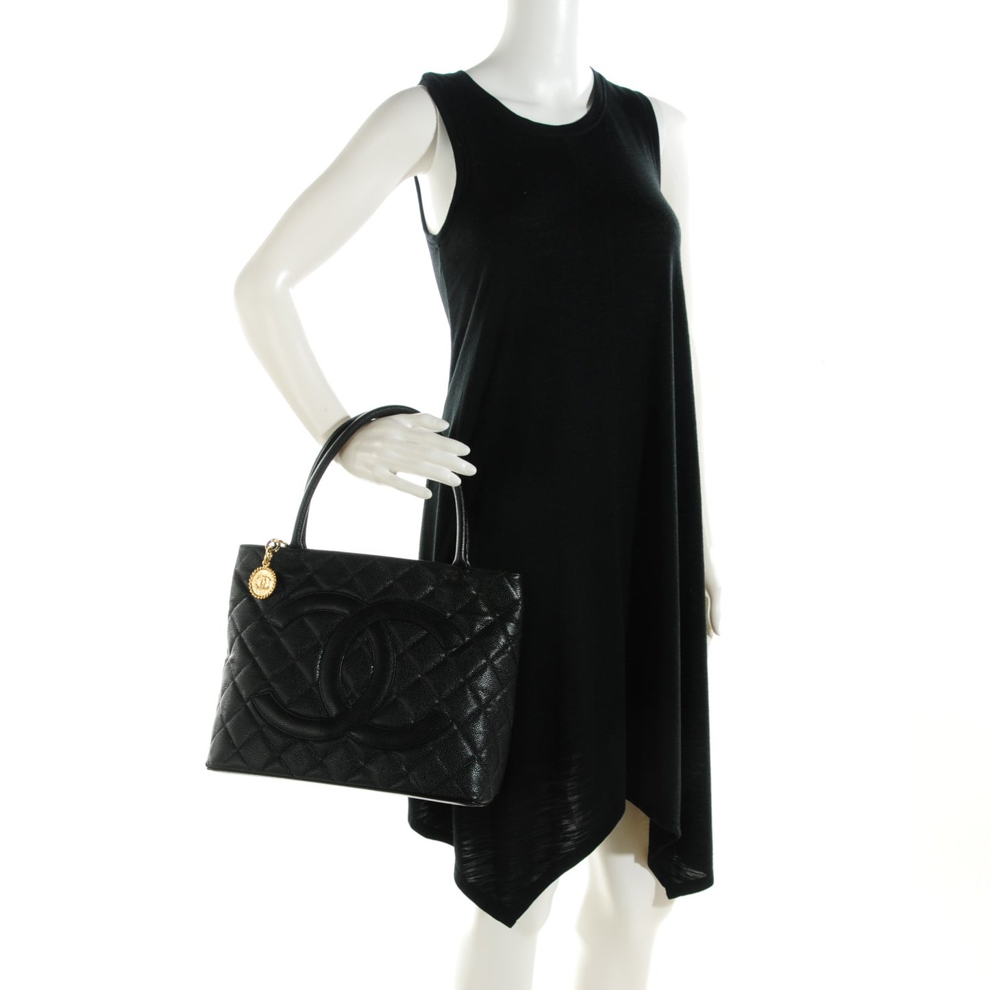 Caviar Quilted Medallion Tote Black