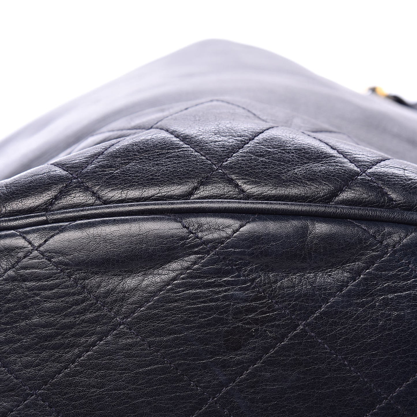 Lambskin CC Drawstring Bag Navy Blue
