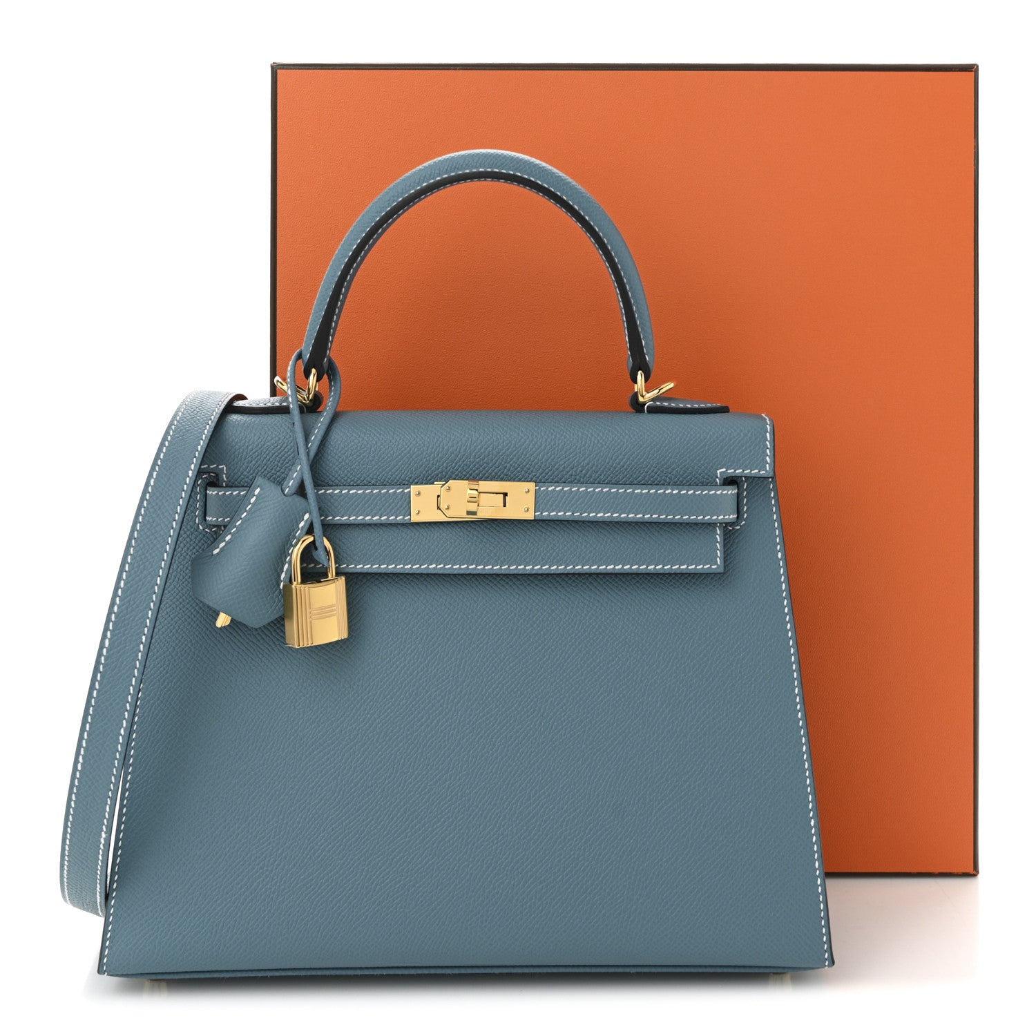 Hermes Epsom Kelly Sellier 25 New Blue Jean 11 of 11
