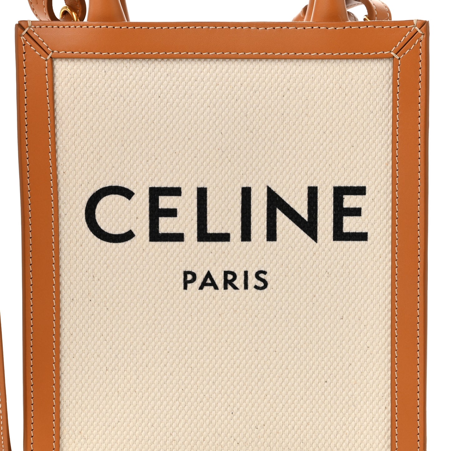 Canvas Calfskin Mini Vertical Cabas Natural Tan