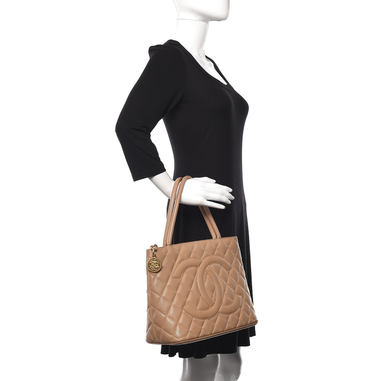 Chanel Caviar Quilted Medallion Tote Beige 2 of 14