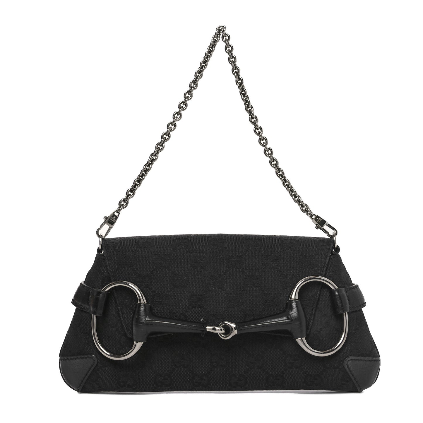 Monogram Horsebit Chain Clutch Black