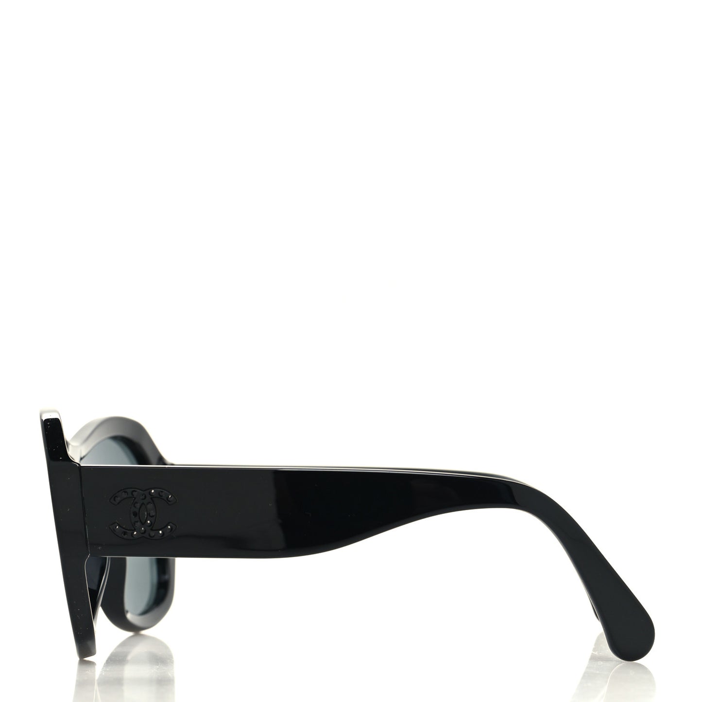 Acetate Crystal CC Shield Sunglasses 5497-B-A Black