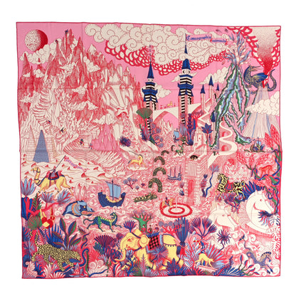 Hermes Cashmere Silk Cosmographia Universalis Shawl 140 Rose White Bleu 1 of 5