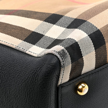 Burberry Grainy Calfskin House Check Small Canterbury Tote Black 15 of 16