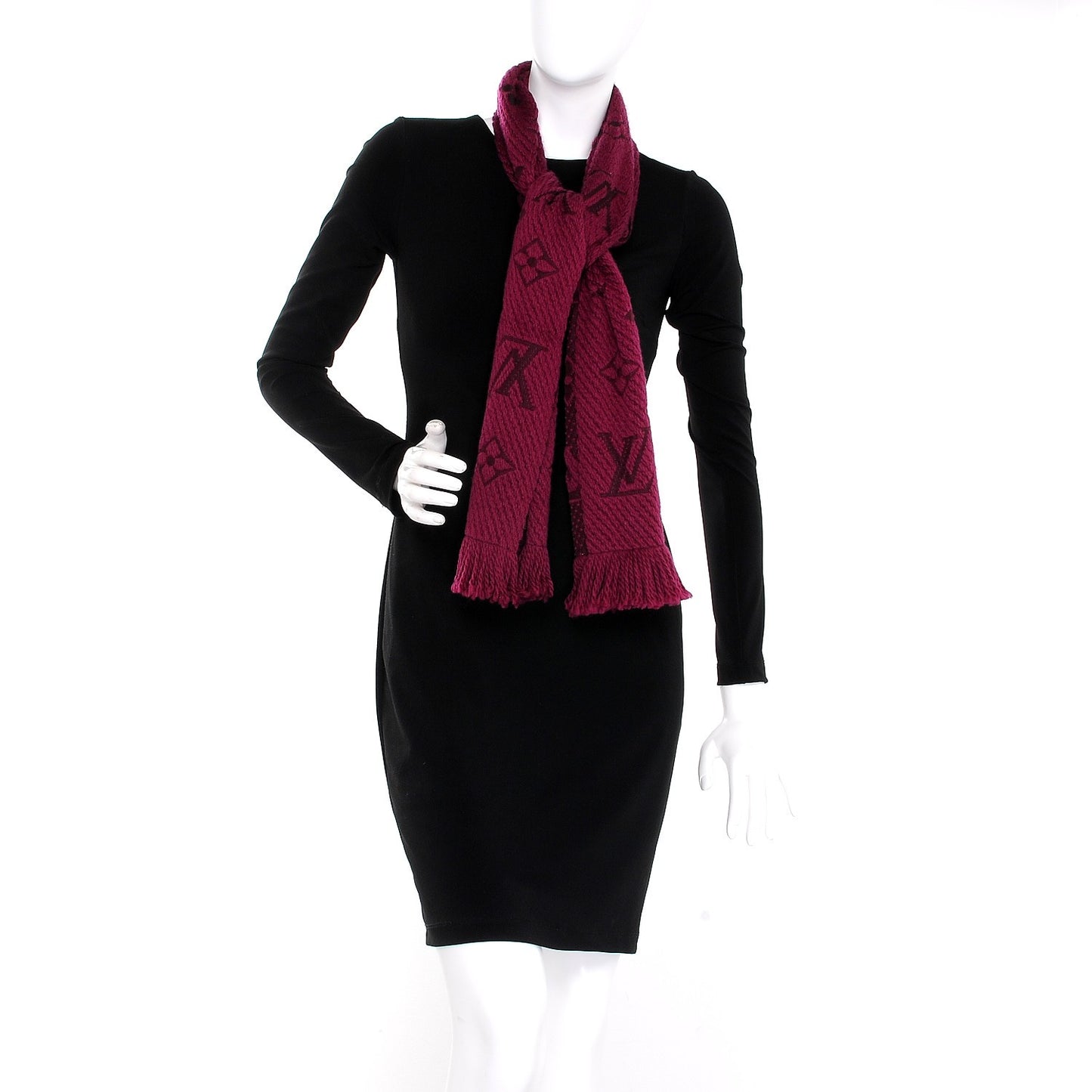 Wool Silk Logomania Scarf Cherry