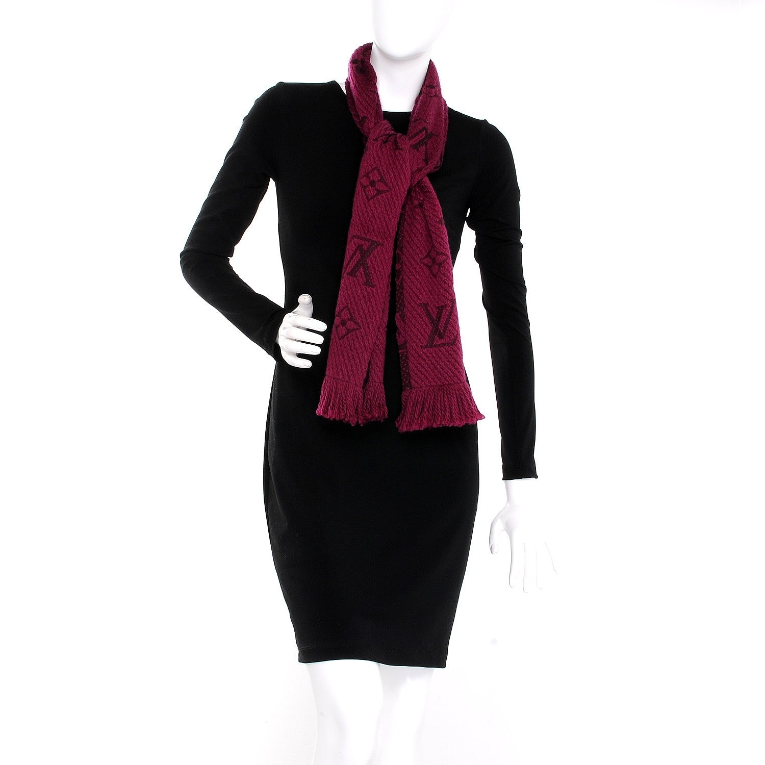 Louis Vuitton Wool Silk Logomania Scarf Cherry 2 of 4