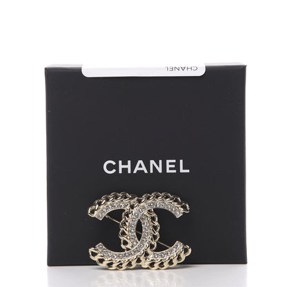 Chanel Crystal Chain CC Brooch Gold 5 of 5