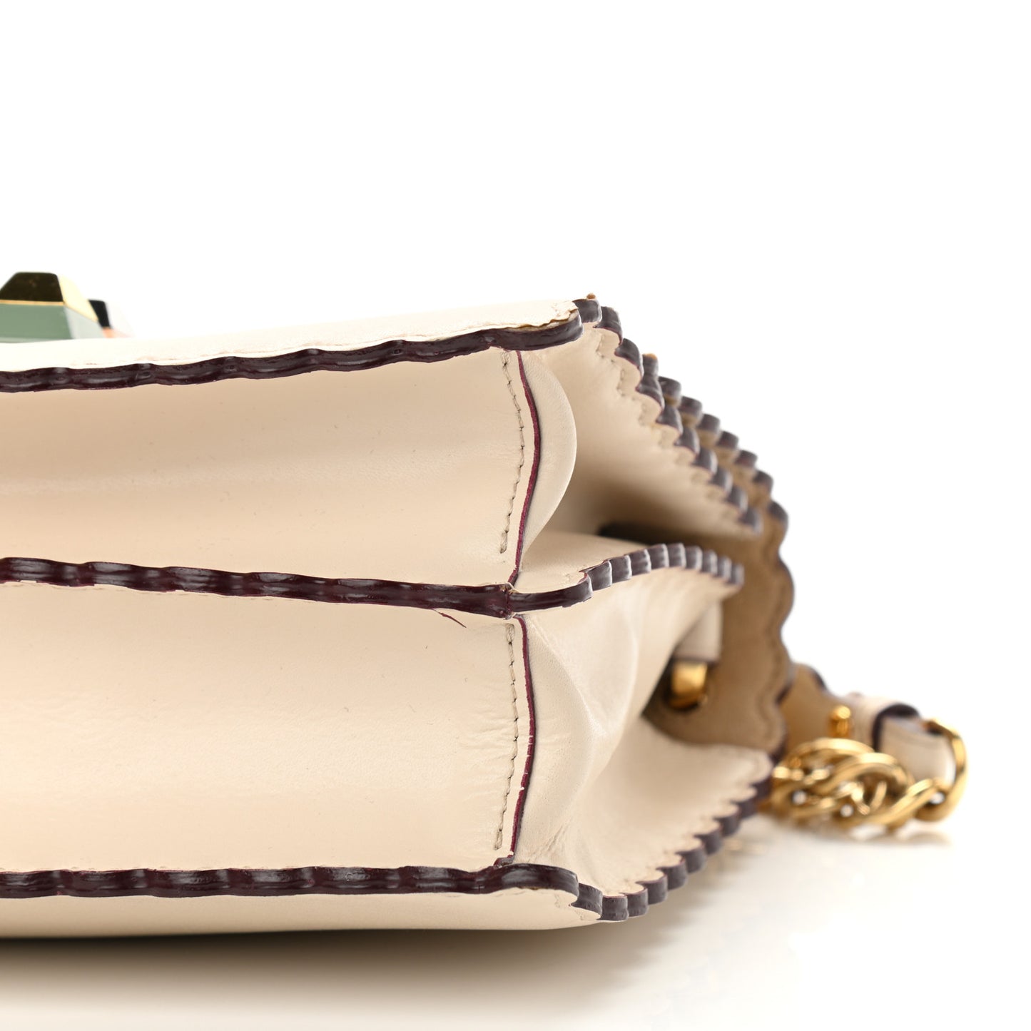 Vitello Liberty Scalloped Studded Small Kan I Shoulder Bag Camelia