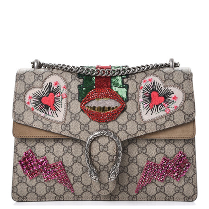 Gucci GG Supreme Monogram Embroidered Medium Dionysus Shoulder Bag Taupe 1 of 10
