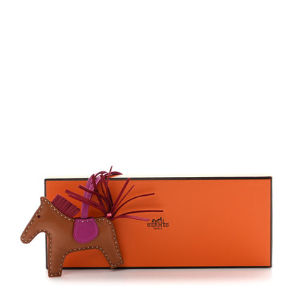 Hermes Milo Lambskin Grigri Rodeo Horse Bag Charm PM Gold Rubis Rose Pourpre 5 of 5