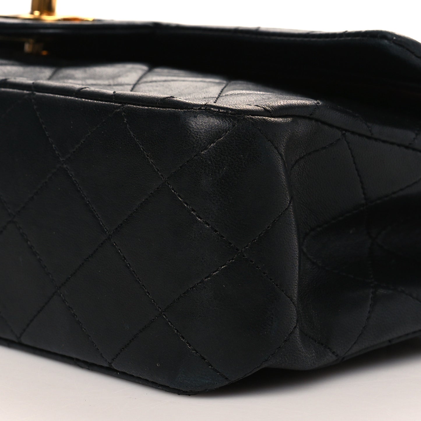Lambskin Quilted Medium Double Flap Black
