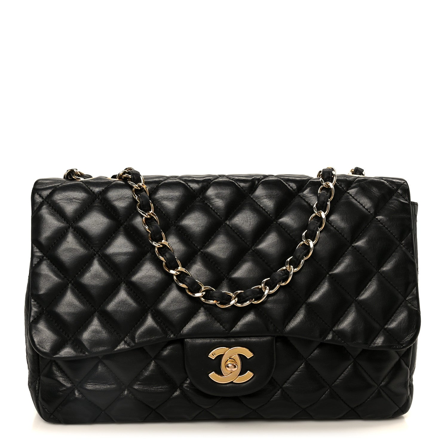 Chanel Lambskin Quilted Jumbo Single Flap Black 1 of 14