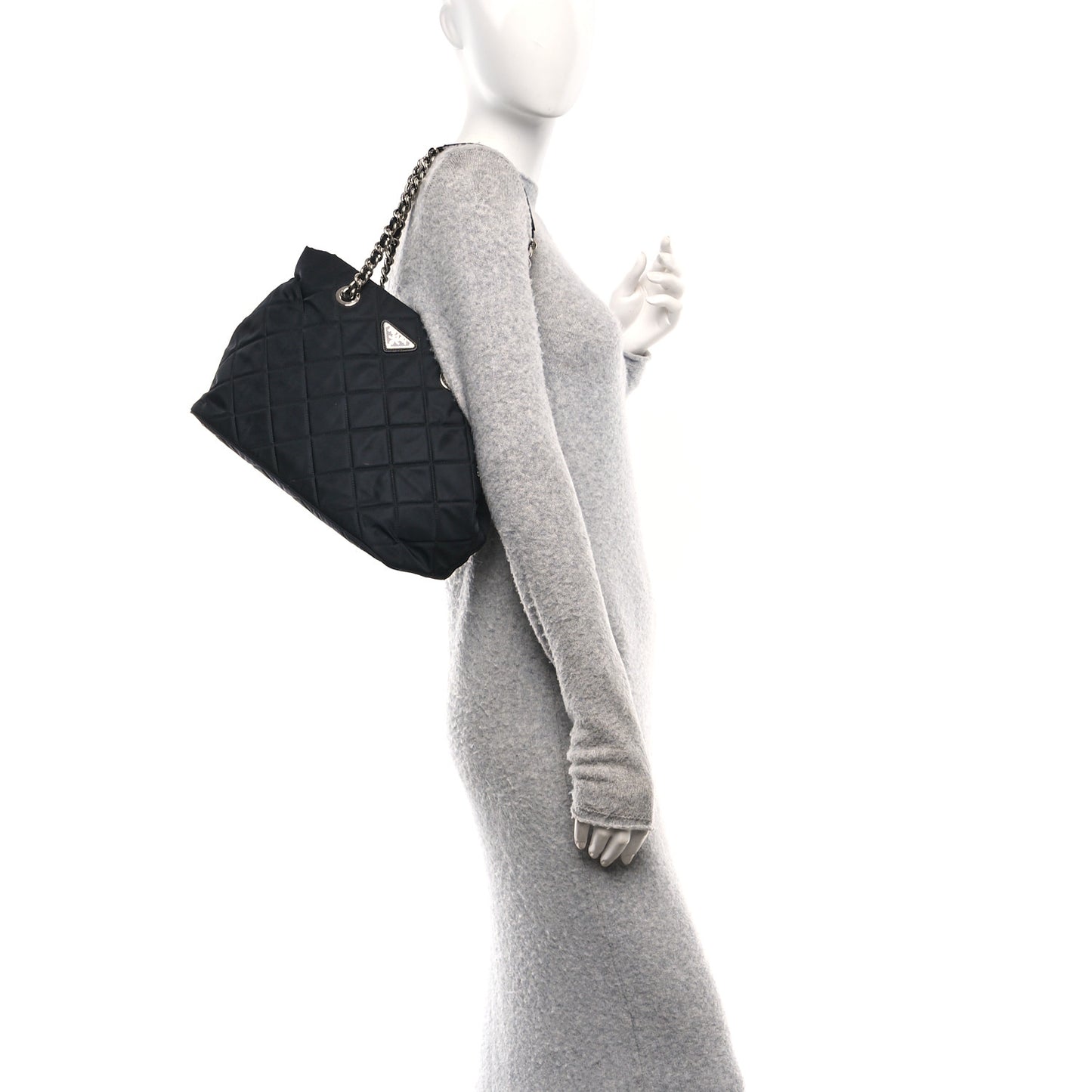 Nylon Tessuto Impuntu Quilted Tote Black