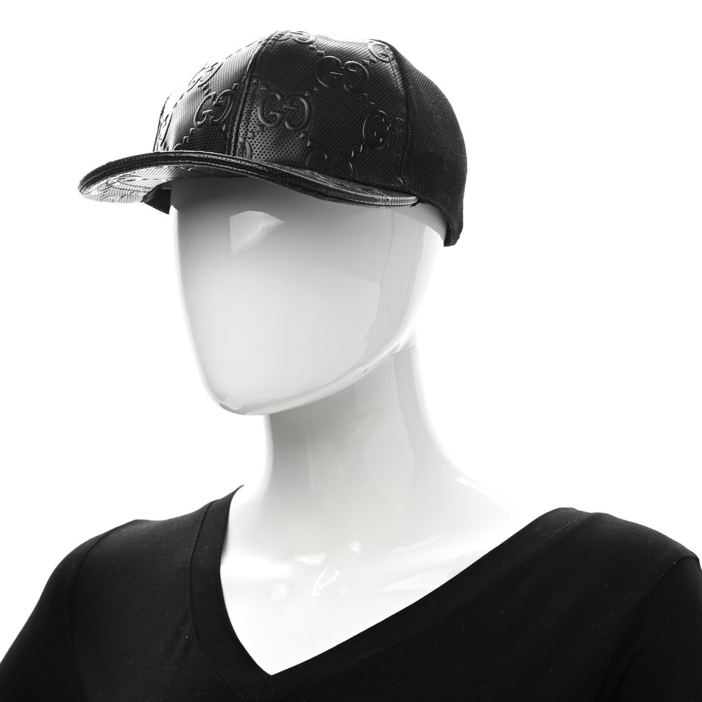 Calfskin Mesh GG Tennis Embossed Gary Baseball Hat M Black