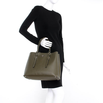 Prada Saffiano Cuir Medium Double Bag Militare 3 of 15