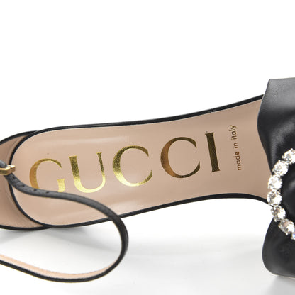 Gucci Nappa Ilse Pleated Bow Sandals 37 Black 7 of 8