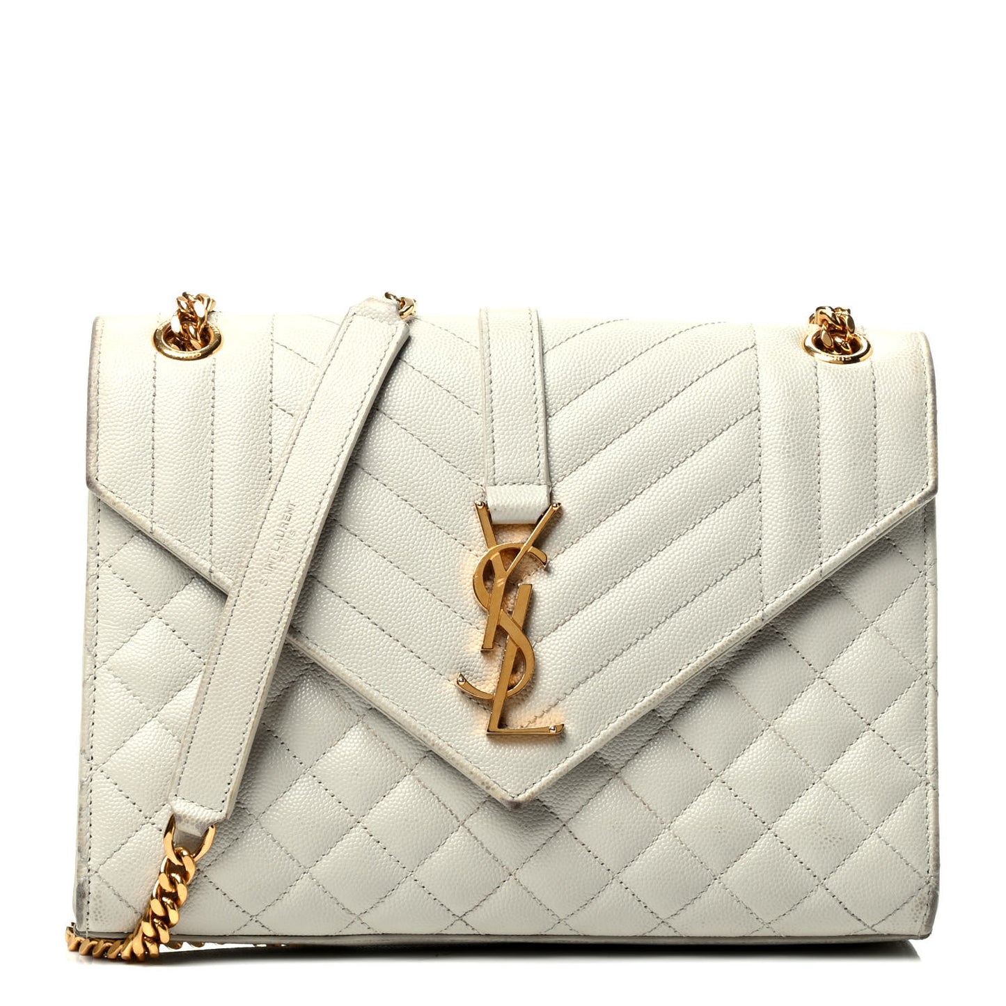 Grain De Poudre Textured Mixed Matelasse Medium Triquilt Monogram Satchel Porcellana