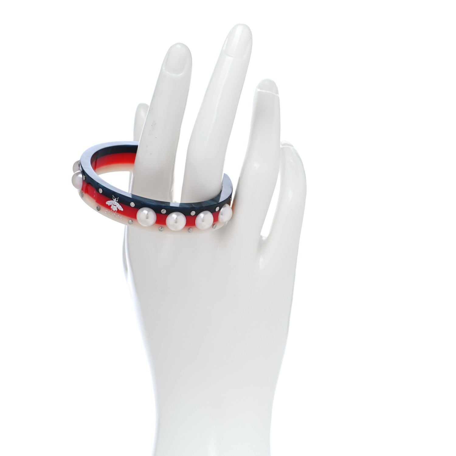 Gucci Web Pearl Cuff 16 Blue Red 2 of 4