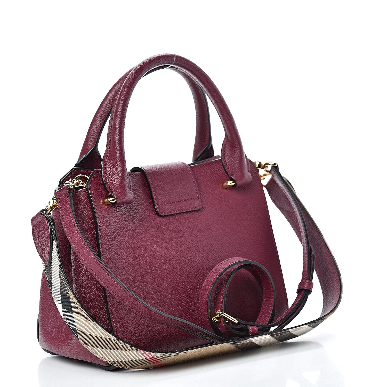 Burberry Soft Grain Calfskin Small Buckle Tote Dark Plum 2 of 10
