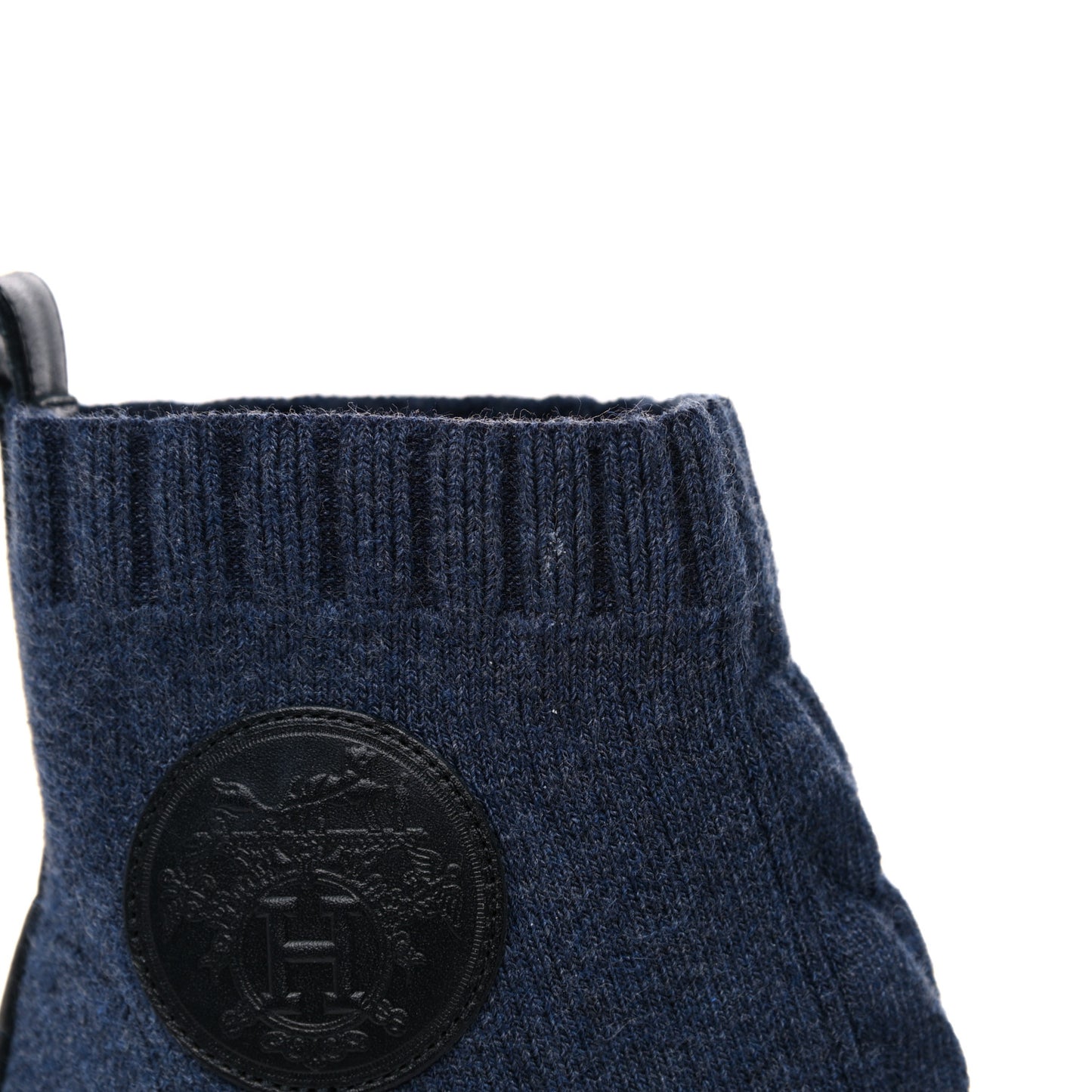 Knit Calfskin Volver Ankle Boots 36.5 Bleu Fonce