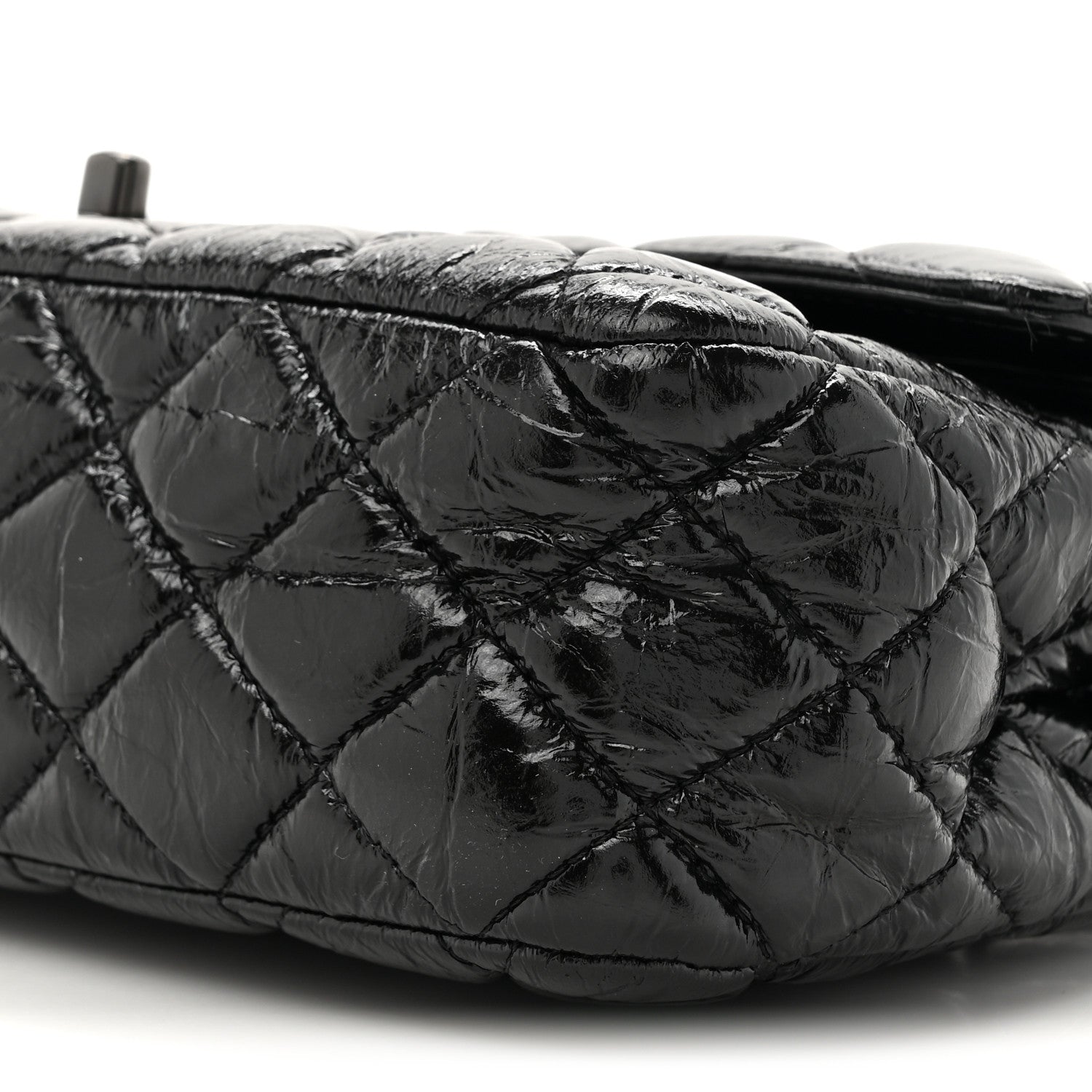 Chanel Shiny Crumpled Calfskin Quilted Medium Double Flap So Black 9 of 11