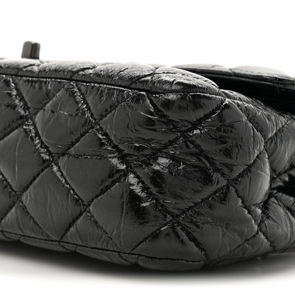 Chanel Shiny Crumpled Calfskin Quilted Medium Double Flap So Black 9 of 11