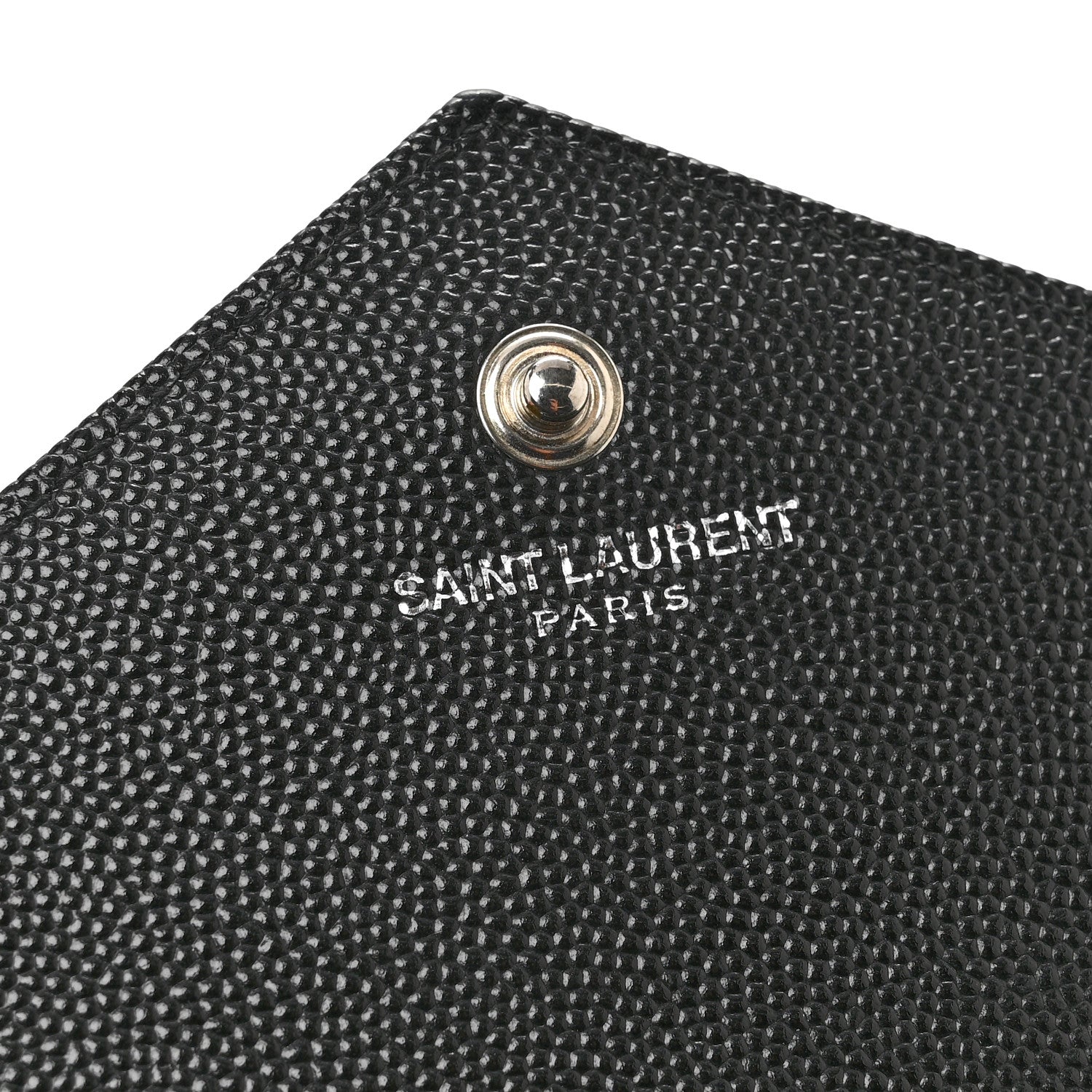 Saint Laurent Grain De Poudre Matelasse Chevron Monogram Chain Wallet Black 6 of 14